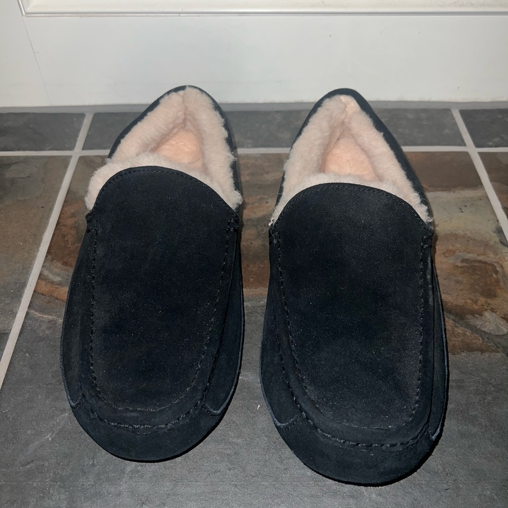 UGG Black Slip-On Loafers with Plush Lining